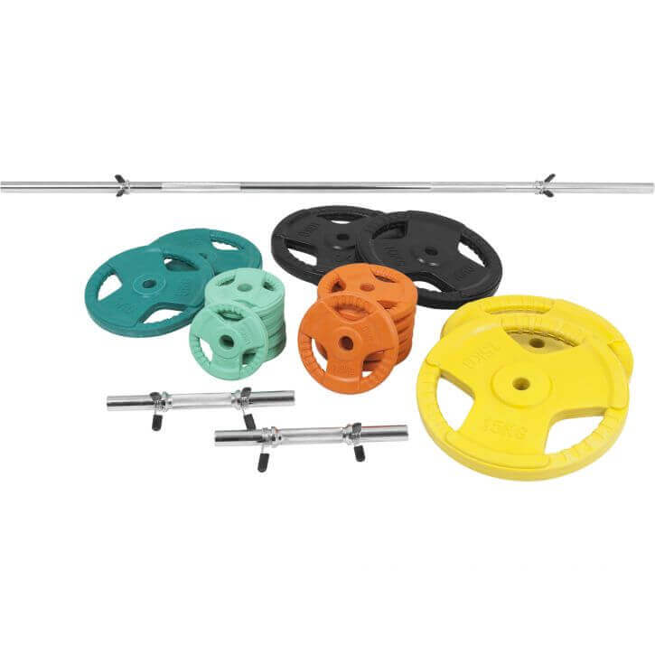 Gorilla Sports Halterset 100 kg Gripper Gietijzer Rubber Coating - Veersluiting 30 mm
