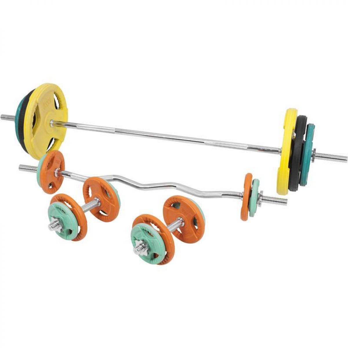 Gorilla Sports Halterset 108 kg Gripper Gietijzer Rubber Coating - Schroefsluiting 30 mm