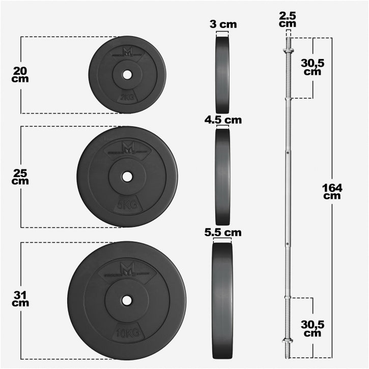 Gorilla Sports Halterset 60 kg Kunststof - 25 mm
