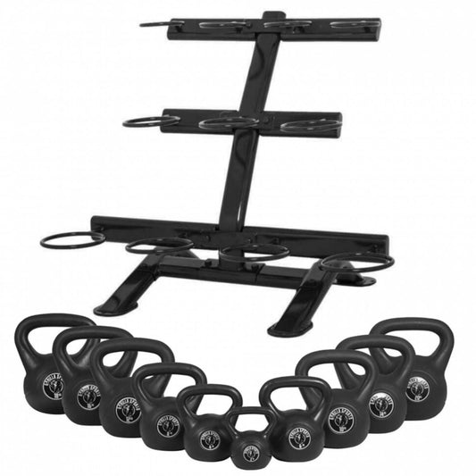 Gorilla Sports Kunststof Kettlebell Set incl. Standaard