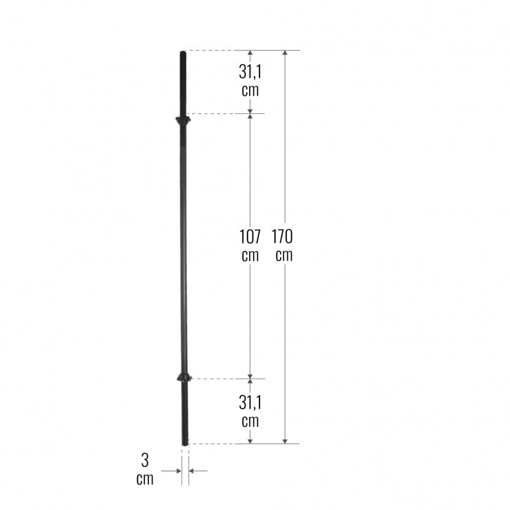 Gorilla Sports Lange Halterstang 170 cm Zwart Schroefsluiting - 30 mm