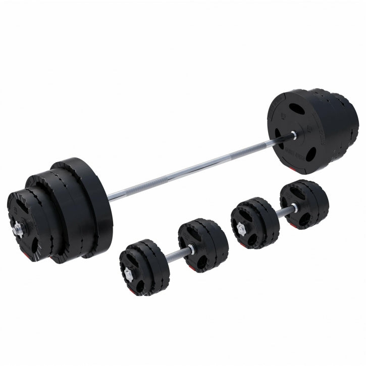 Gorilla Sports Lange halterset 130 kg Gripper Kunststof - 30 mm
