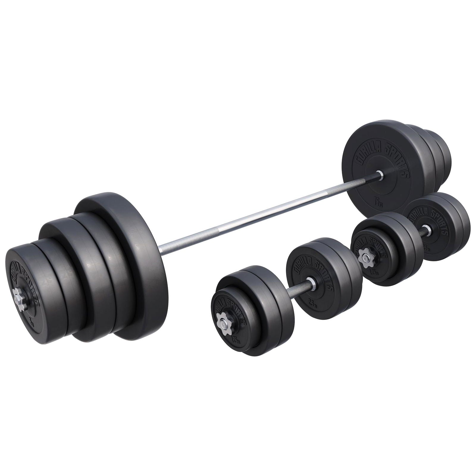 Gorilla Sports Lange halterset 130 kg Kunststof - 30 mm