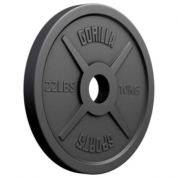 Olympische Halterschijf 10 kg Gietijzer Zwart 50/51 MM Gorilla Sports