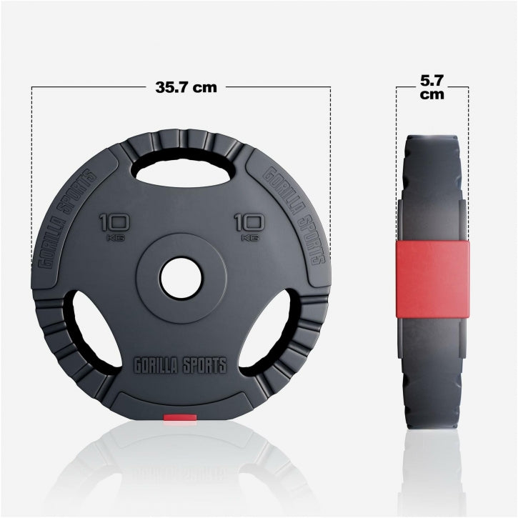 Gorilla Sports Olympische Halterschijf 10 kg Gripper Kunststof 50/51 MM