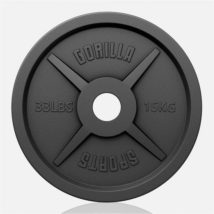 Olympische Halterschijf 15 kg Gietijzer Zwart 50/51 MM Gorilla Sports