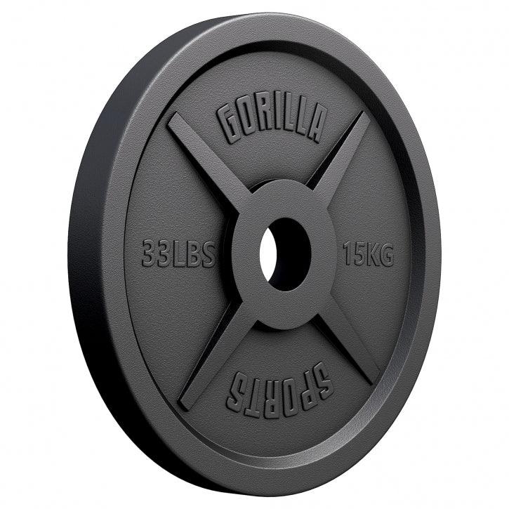 Olympische Halterschijf 15 kg Gietijzer Zwart 50/51 MM Gorilla Sports