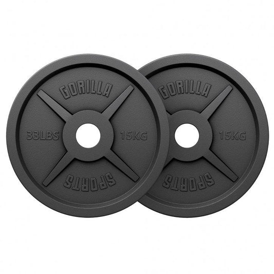 Olympische halterschijven set 2 x 15 kg Gietijzer Zwart 50/51 MM Gorilla Sports