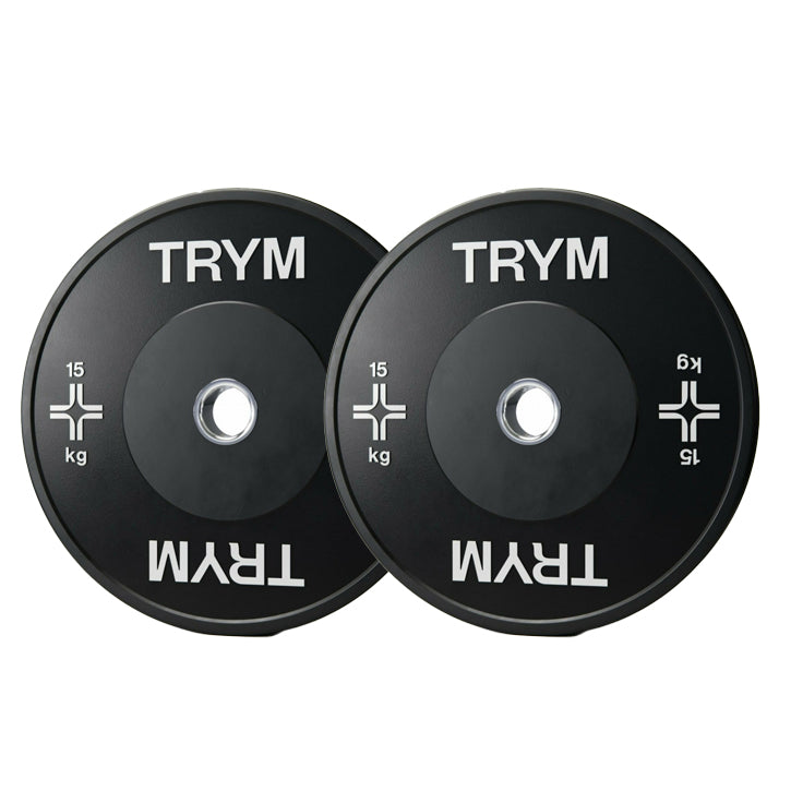 TRYM Bumperplate set 2 x 15 - Zwart - 50 mm Gorilla Sports