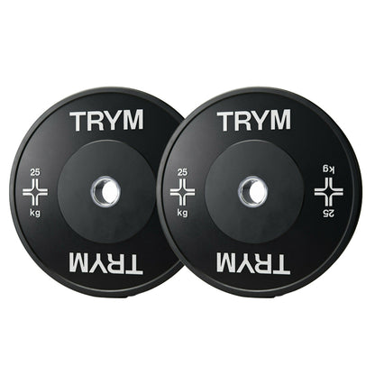 TRYM Bumperplate set 2 x 25 - Zwart - 50 mm Gorilla Sports