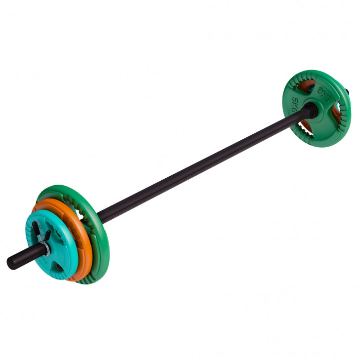 TWEEDE KANS Aerobic Halterset 20 kg Gripper Gietijzer Rubber Coating - Veersluiting Gorilla Sports