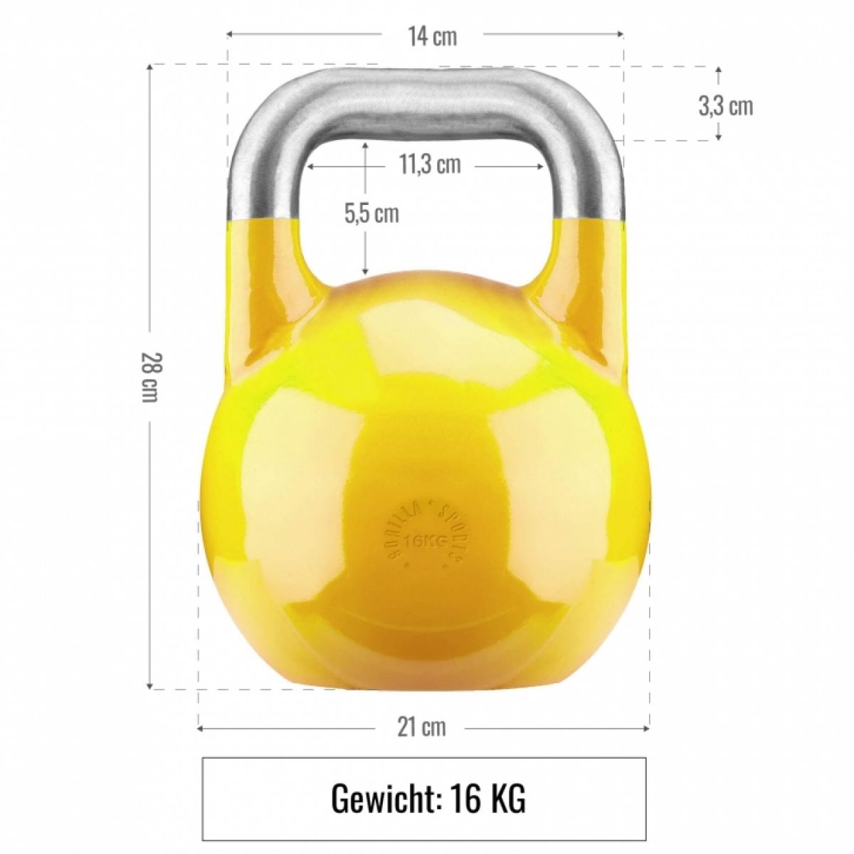 TWEEDE KANS Competitie Kettlebell 16 kg Staal Gorilla Sports