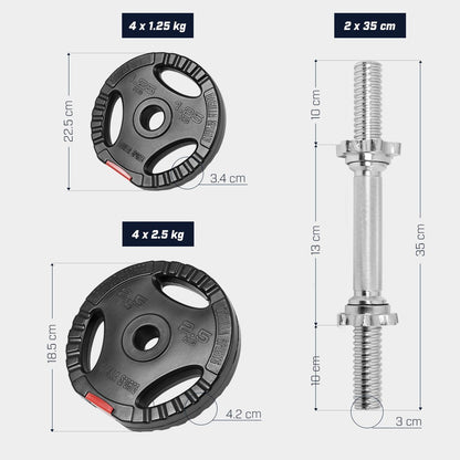 TWEEDE KANS Dumbellset 20 kg Gripper Kunststof Gorilla Sports