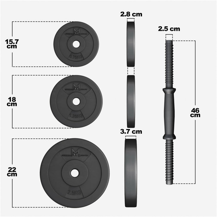 TWEEDE KANS Dumbellset 30 kg Kunststof (25 mm) Gorilla Sports