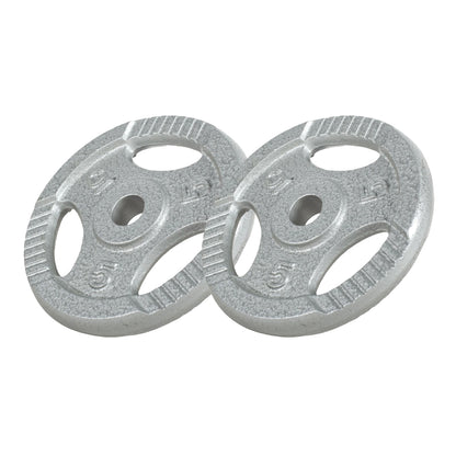 TWEEDE KANS Halterschijven 2 x 5 kg Gripper Gietijzer Zilver - 30/31 mm Gorilla Sports