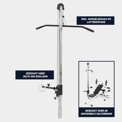 TWEEDE KANS Lat Pulley Attachment Voor Universele Halterbank Gorilla Sports