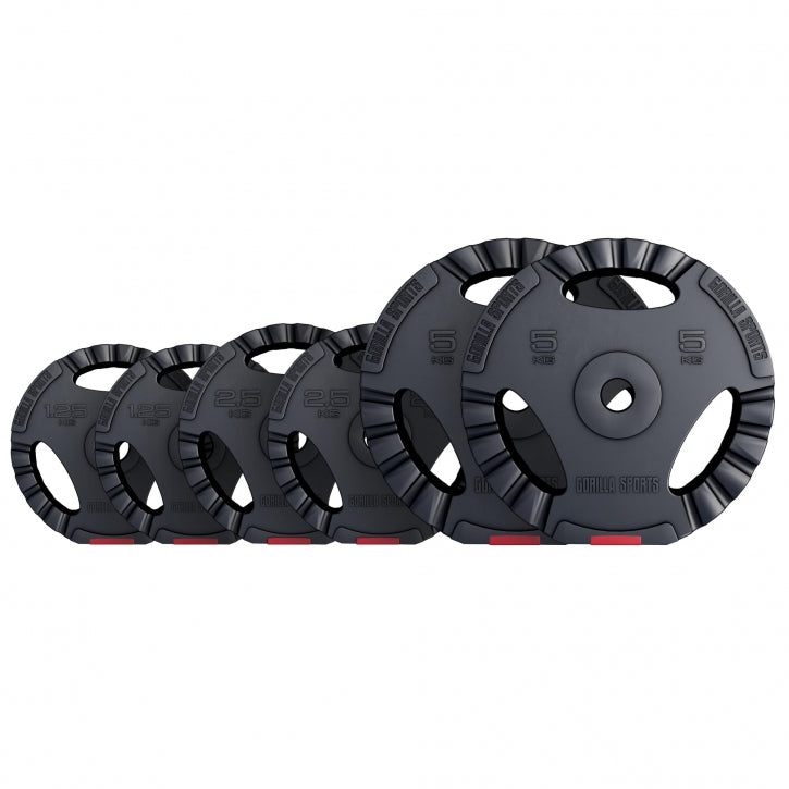 TWEEDE KANS Voordeelbundel 17,5 kg (2 x 1,25, 2 x 2,5, 2 x 5 kg) halterschijven Gripper Kunststof - 30/31 mm Gorilla Sports