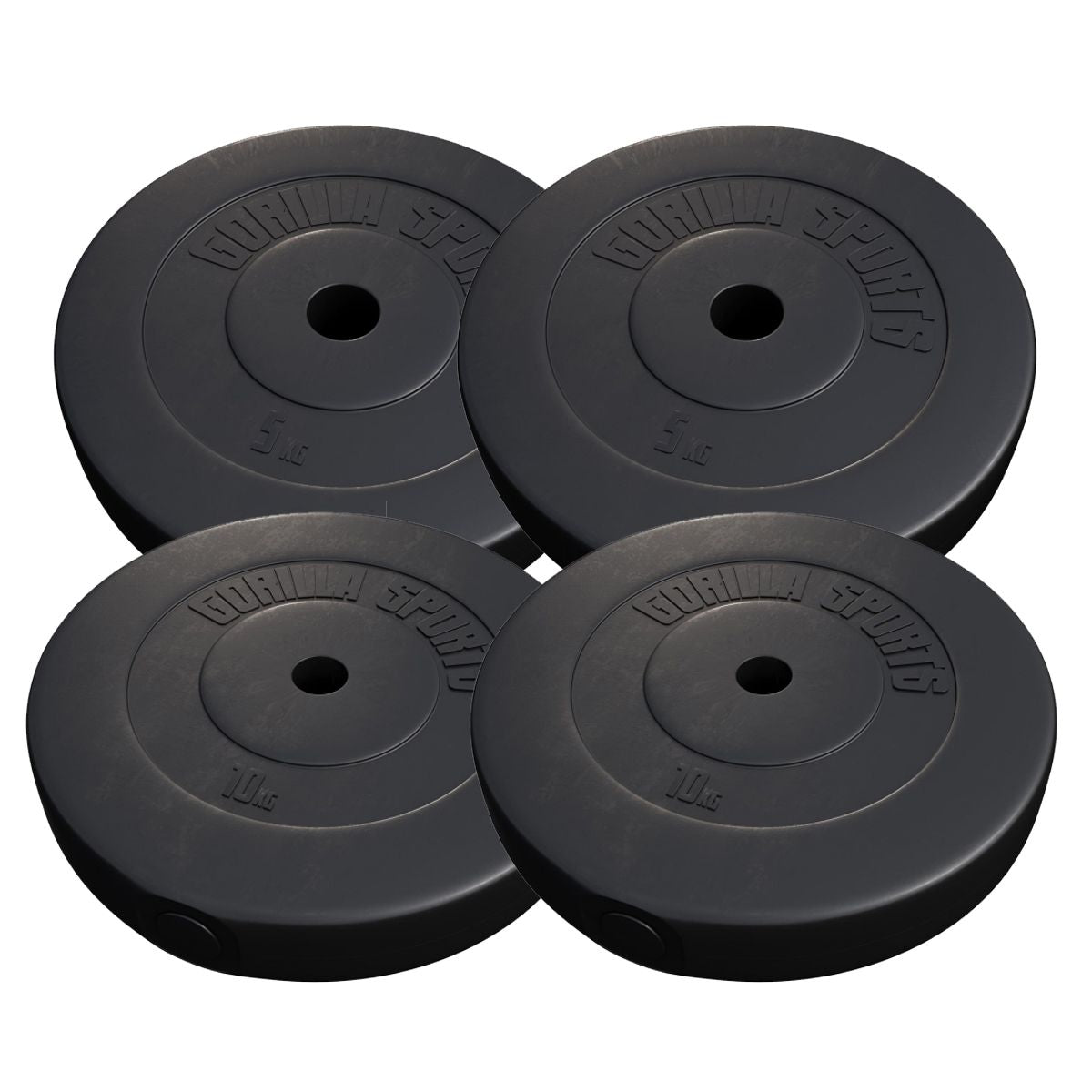 TWEEDE KANS Voordeelbundel 30 kg (2 x 10 kg en 2 x 5 kg) Halterschijven Kunststof - 30/31 mm Gorilla Sports