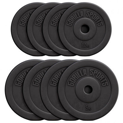 TWEEDE KANS Voordeelbundel 30 kg (4 x 5 kg en 4 x 2,5 kg) halterschijven Kunststof - 30/31 mm Gorilla Sports