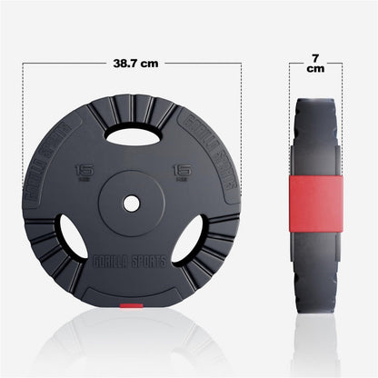 TWEEDE KANS Voordeelbundel Halterschijven Gripper Kunststof 2 x 15 kg - 30/31 mm Gorilla Sports