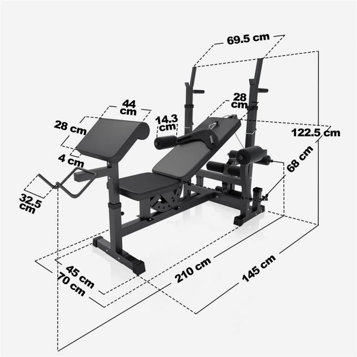 Universele Halterbank Zwart Met 100 kg Halterset Gripper Kunststof Gorilla Sports