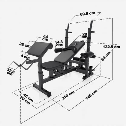 Universele Halterbank Zwart Met 100 kg Halterset Gripper Kunststof Gorilla Sports