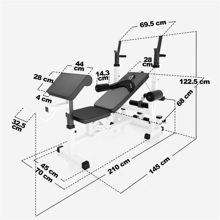 Universele Halterbank wit Complete Set gripper kunststof Gorilla Sports