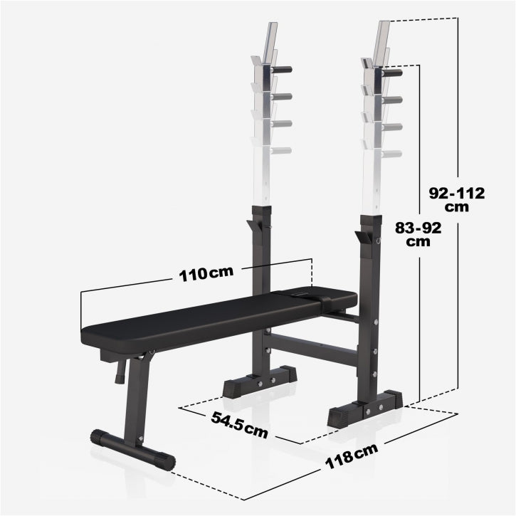 Verstelbare halterbank met 38 kg halterset kunststof Gorilla Sports