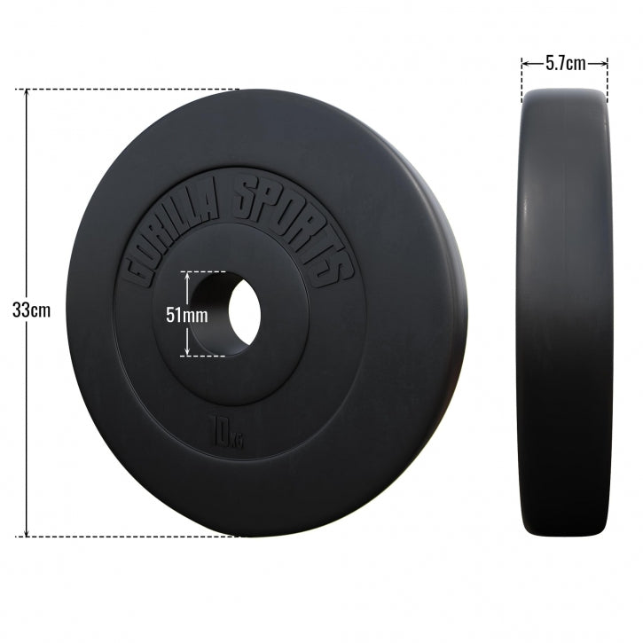 Voordeelbundel 30 kg (2 x 10 kg en 2 x 5 kg) Olympische Halterschijven Kunststof - 50 mm Gorilla Sports