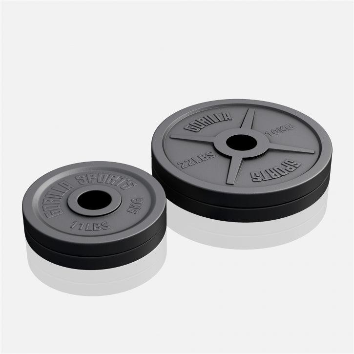 Voordeelbundel 30 kg (2 x 5 + 2 x 10 kg) Olympische Halterschijven Gietijzer Zwart - 50/51 MM Gorilla Sports