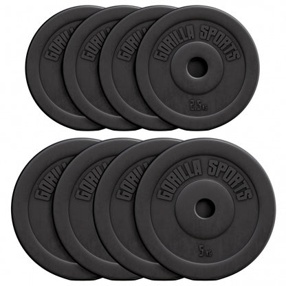 Voordeelbundel 30 kg (4 x 5 kg en 4 x 2,5 kg) halterschijven Kunststof - 30/31 mm Gorilla Sports