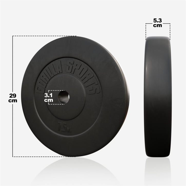 Voordeelbundel 30 kg (4 x 7,5 kg) halterschijven Kunststof - 30/31 mm Gorilla Sports