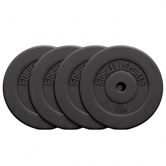 Voordeelbundel 30 kg (4 x 7,5 kg) halterschijven Kunststof - 30/31 mm Gorilla Sports