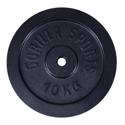 Voordeelbundel 30 kg Halterschijven Gietijzer Zwart - 30 mm Gorilla Sports