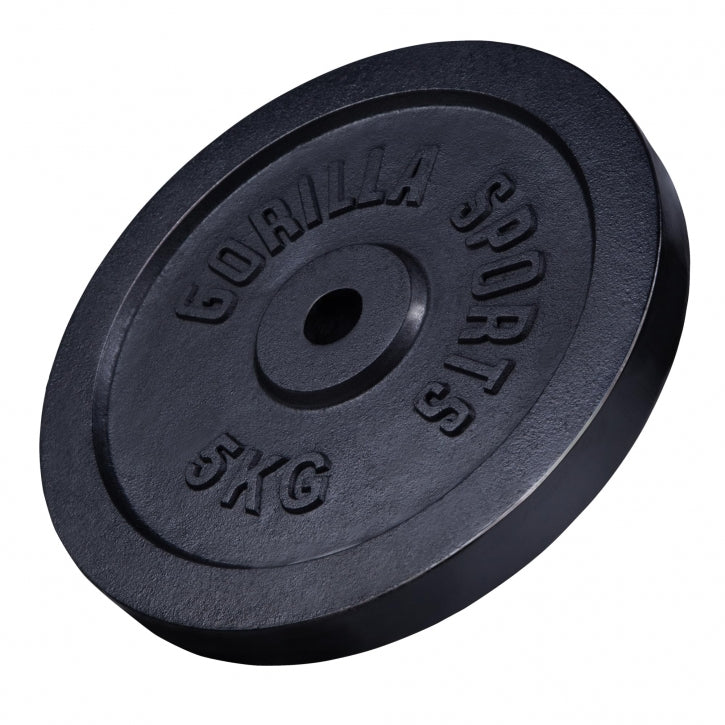 Voordeelbundel 30 kg Halterschijven Gietijzer Zwart - 30 mm Gorilla Sports