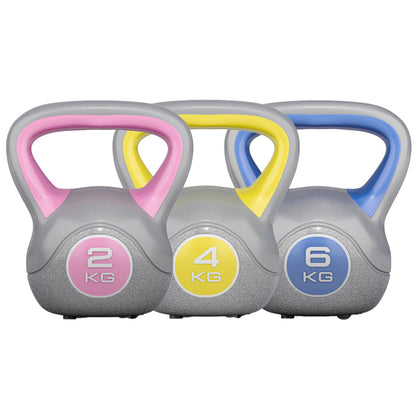 Voordeelset Kettlebells 2, 4 en 6 kg Kunststof Trendy Gorilla Sports