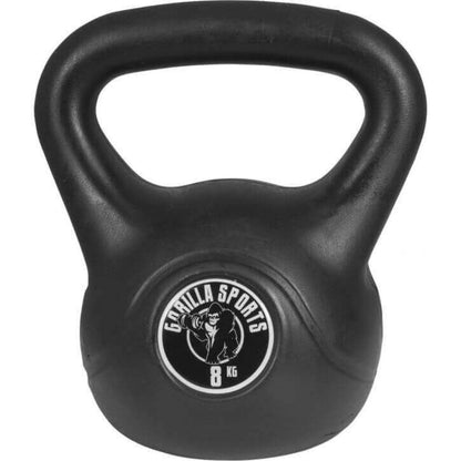 Voordeelset Kettlebells 6 en 8 kg zwart kunststof Gorilla Sports