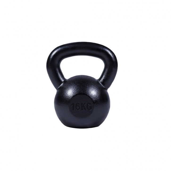 Voordeelset kettlebells 12 en 16 kg gietijzer zwart Gorilla Sports