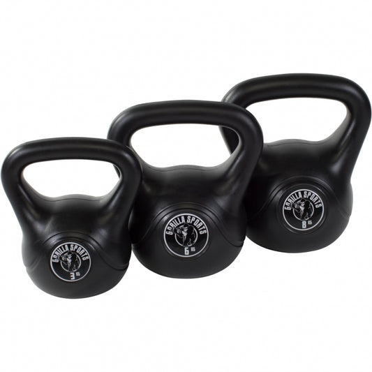 Voordeelset kettlebells 3, 6 en 8 kg kunststof Gorilla Sports