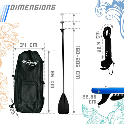 Physionics Sup Board 305 cm Ensemble complet Bleu