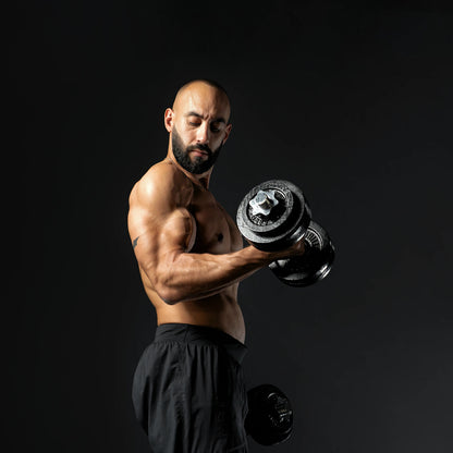 Dumbellset 30 kg gietijzer zwart