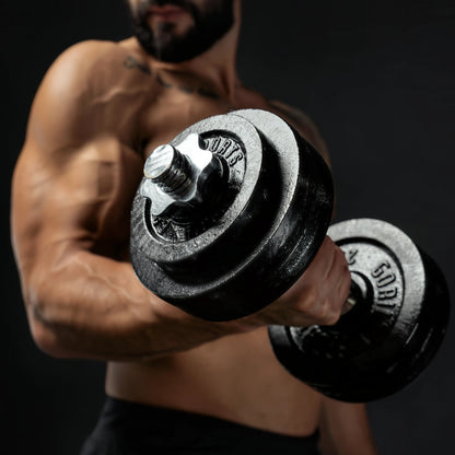 Dumbellset 30 kg gietijzer zwart