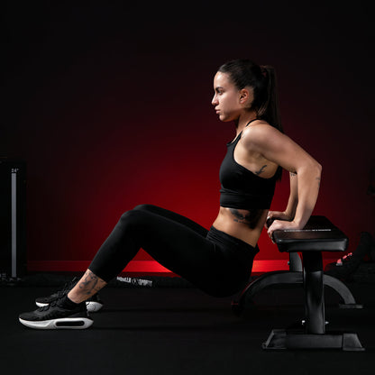 Vlakke fitnessbank zwart