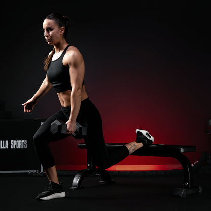 Vlakke fitnessbank zwart