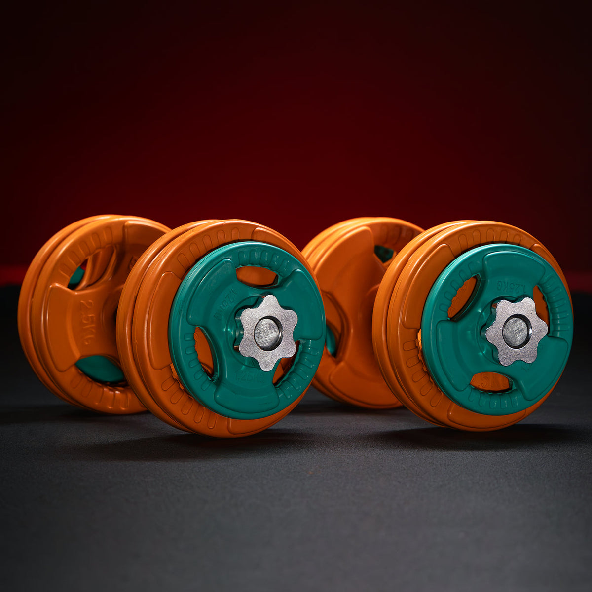 Dumbellset 30 kg gripper gietijzer rubber coating - veersluiting