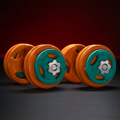 Dumbellset 30 kg gripper gietijzer rubber coating - veersluiting