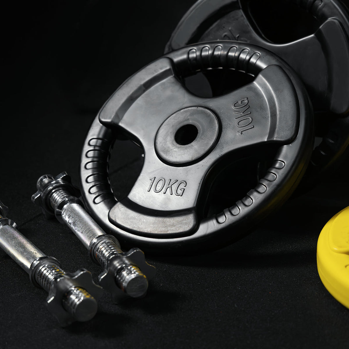 Barbell Set 108 kg Gripper Cast Iron Rubber Coating - Spring Lock 30 mm
