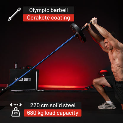 Olympische halterstang 220 cm - 50/51 mm Blauw