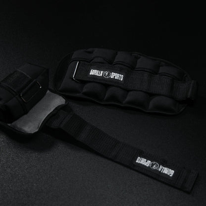 Adjustable ankle or wrist weights 0.45 - 2.25 kg Black