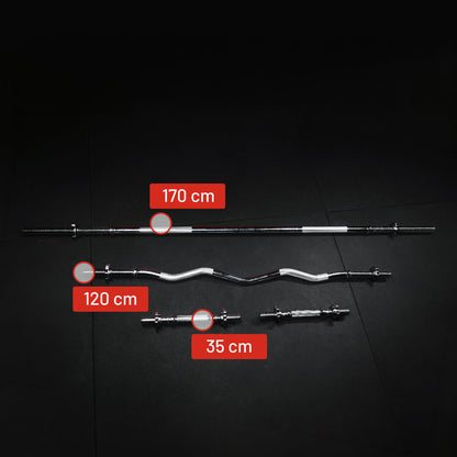Ensemble d'haltères 100 kg avec pince en plastique - 30 mm